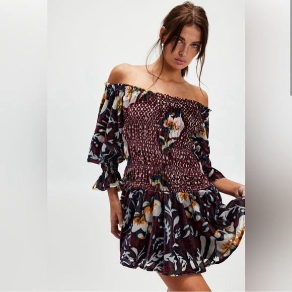 Free People Dresses & Skirts - NWOT Free People Bali Aveline Velvet Mini Dress Size XS